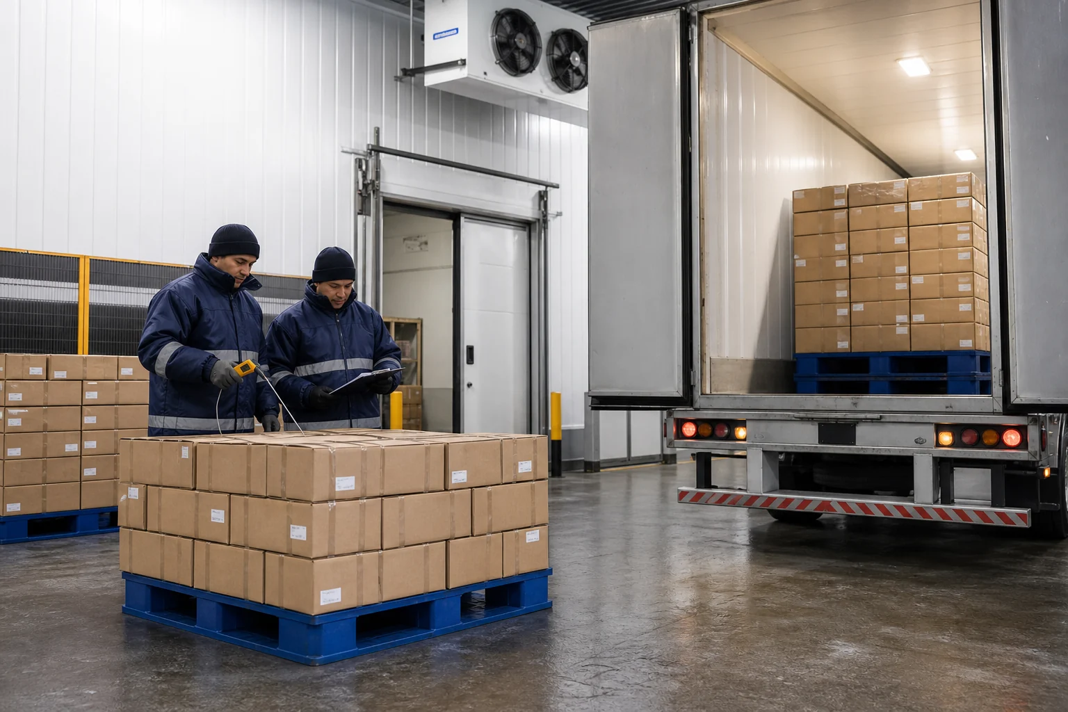 Refrigerated export loading with sealed cartons and temperature control